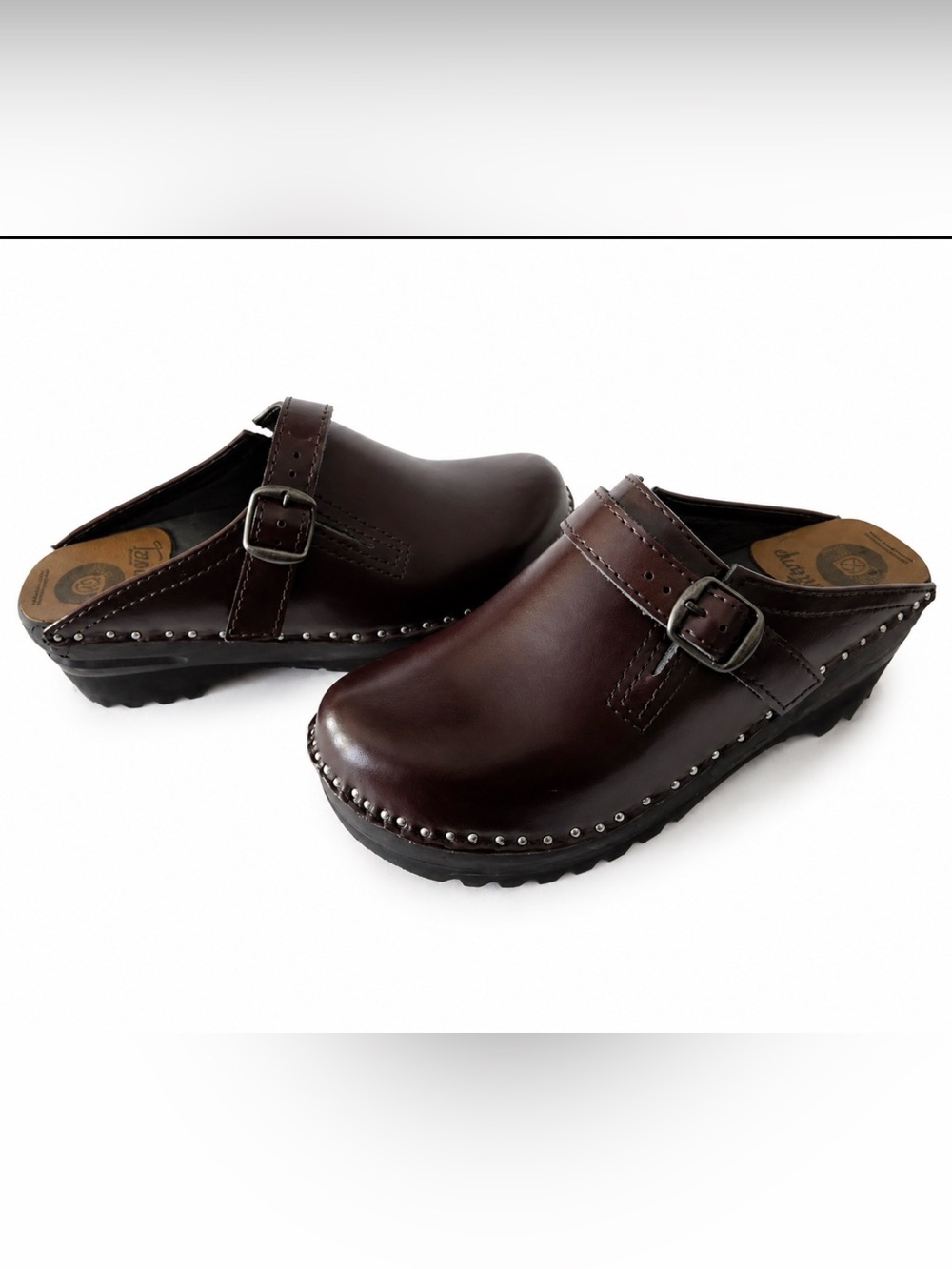 Troentorps Toffelfabrik Leather Clog size 35 NWOT - Picture 2 of 8